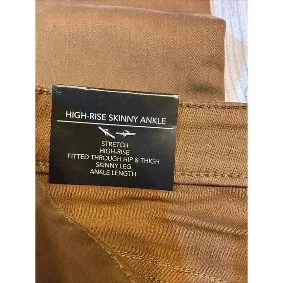 OAT New York Women High Rise Skinny Ankle Jean Brown Stretch‎ Utility Cargo NWT - Picture 7 of 9